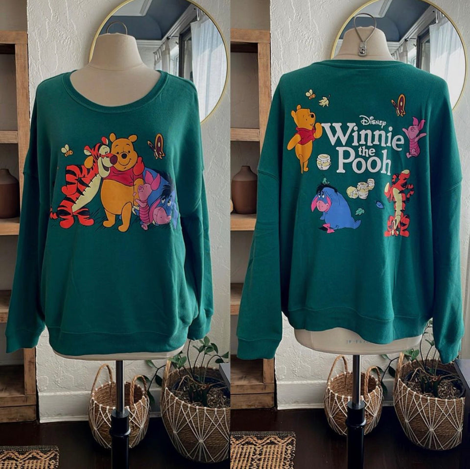 Licensed Green Pooh Bear Crewneck Sweater