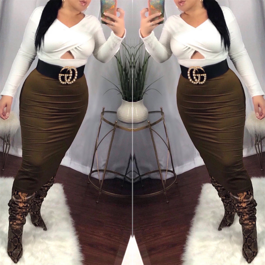 Golden High Waist Pencil Skirt