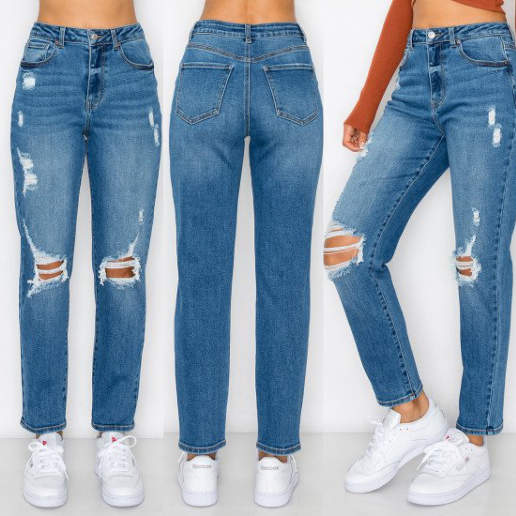 Medium Washed High Waist Mom Jeans