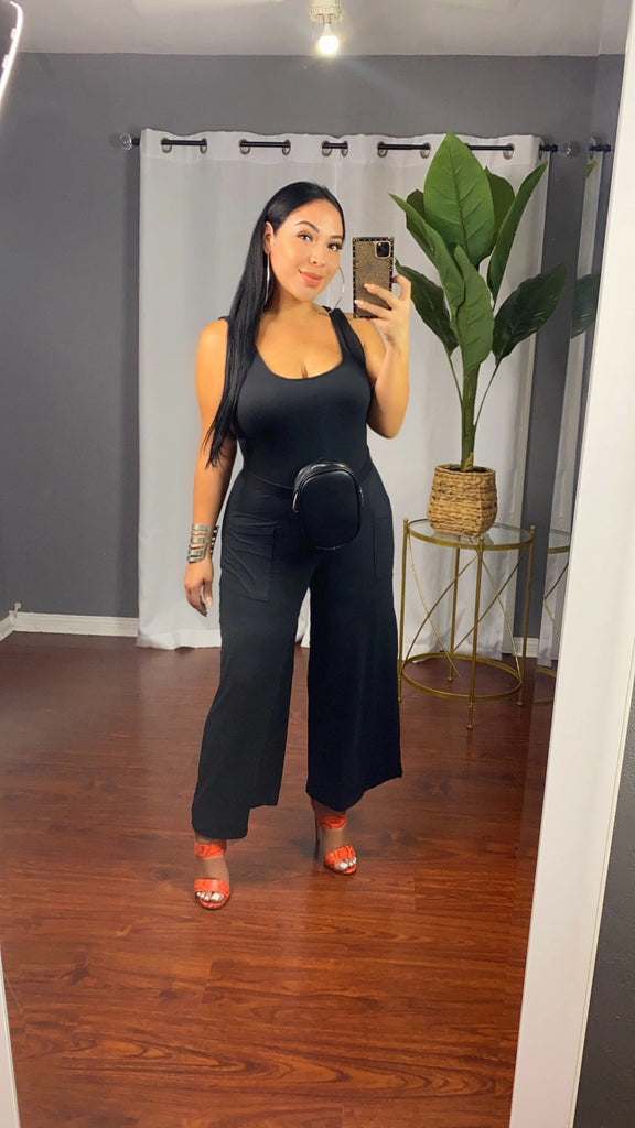 Black Capri Slip On Romper