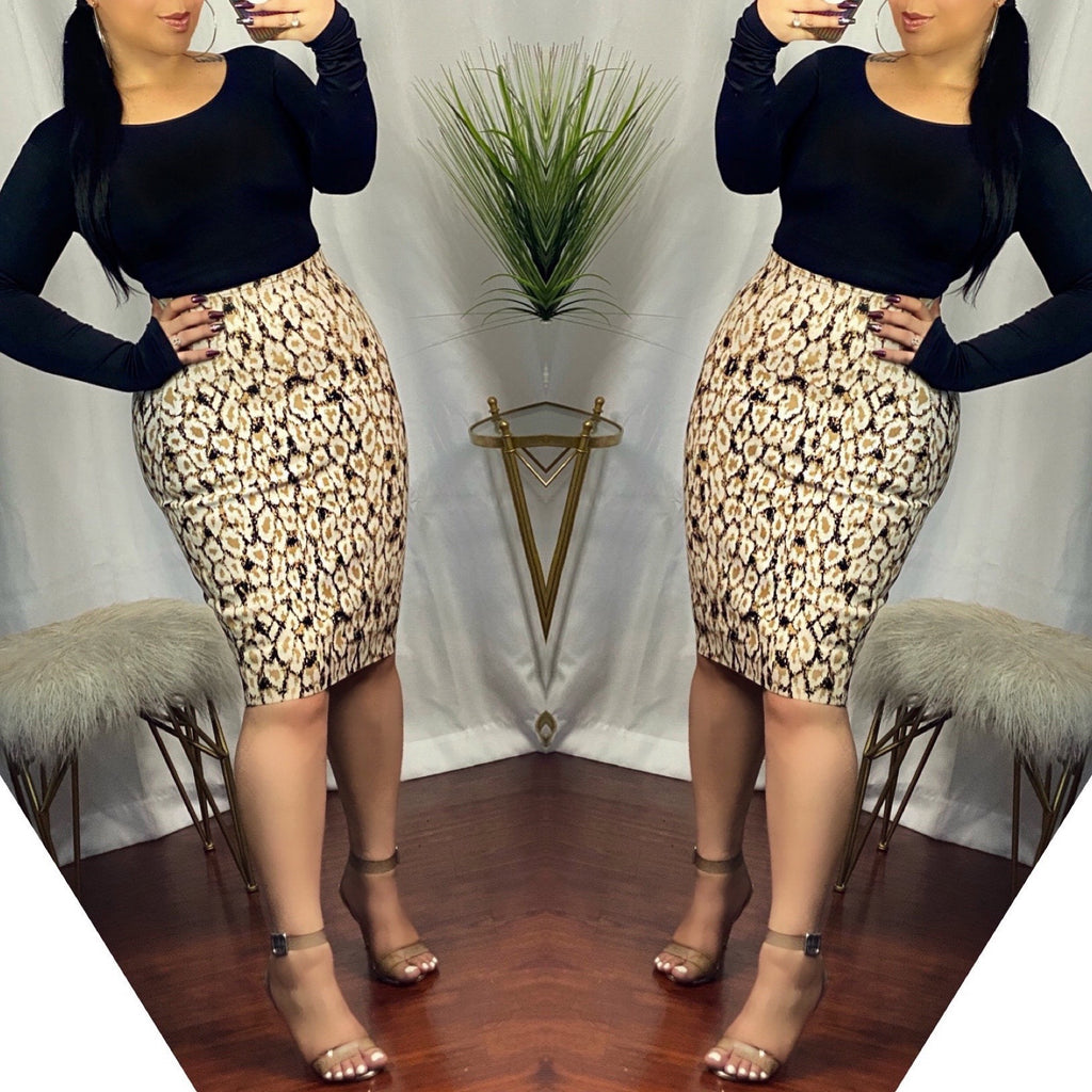 Cheetah Print Bandage Skirt