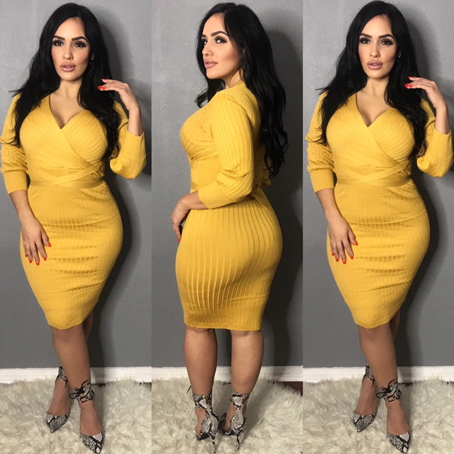 Yellow Tied Knit Dress
