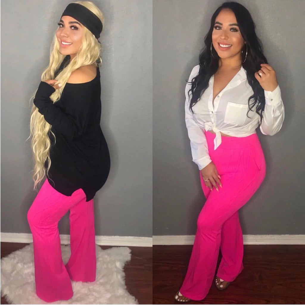 Neon Pink Flare Pants