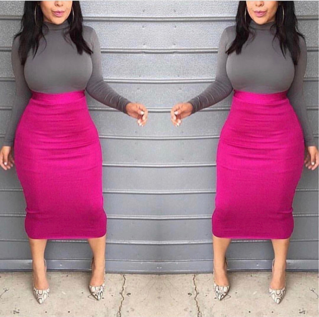 Wine Bandage Pencil Skirt