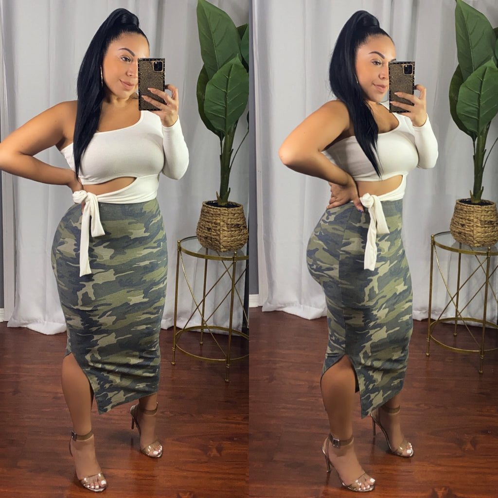 Camouflage Print Pencil Skirt