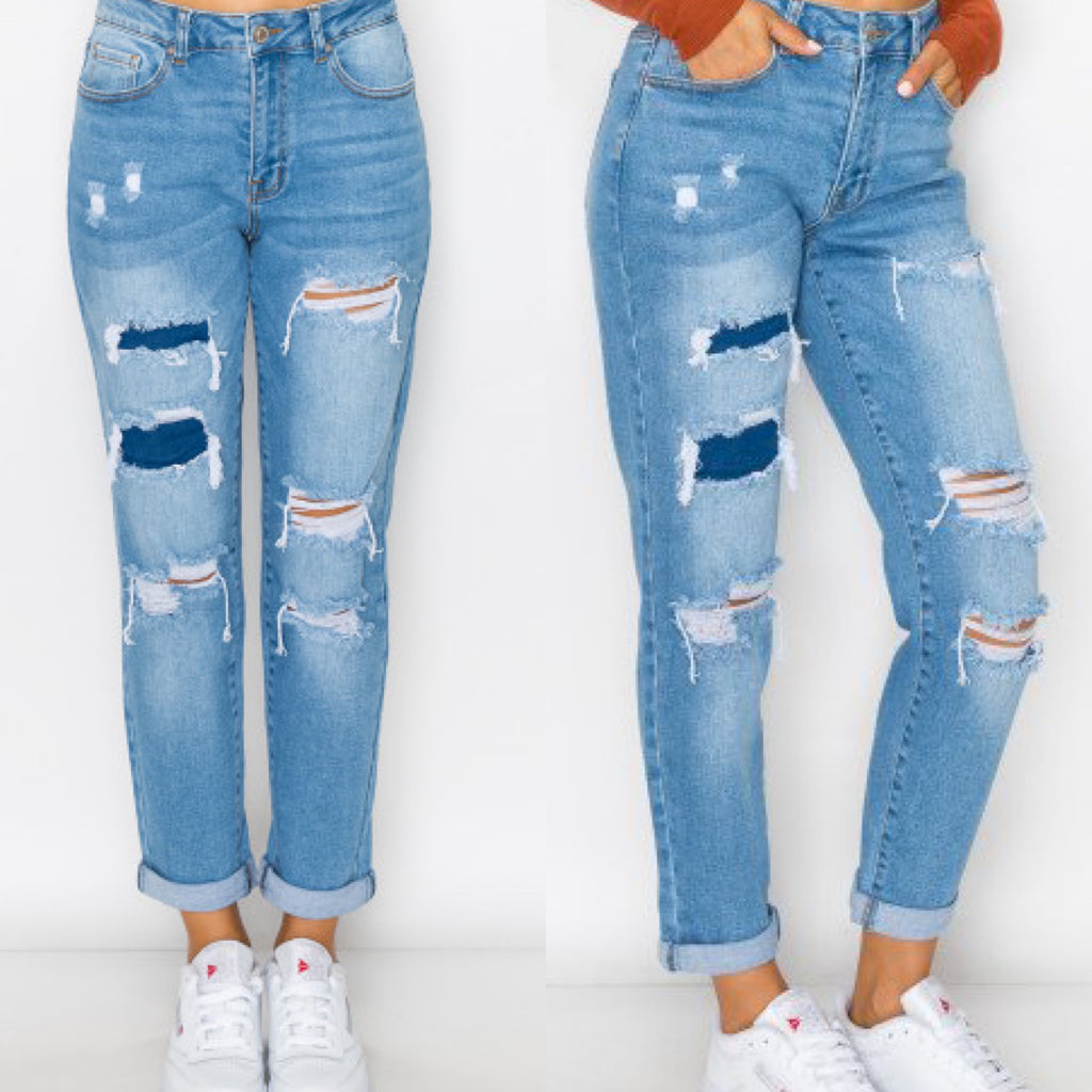 Medium Rip Repair Boyfriend Jeans