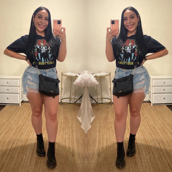 Denim Destructed High Waist Hem Mom Shorts