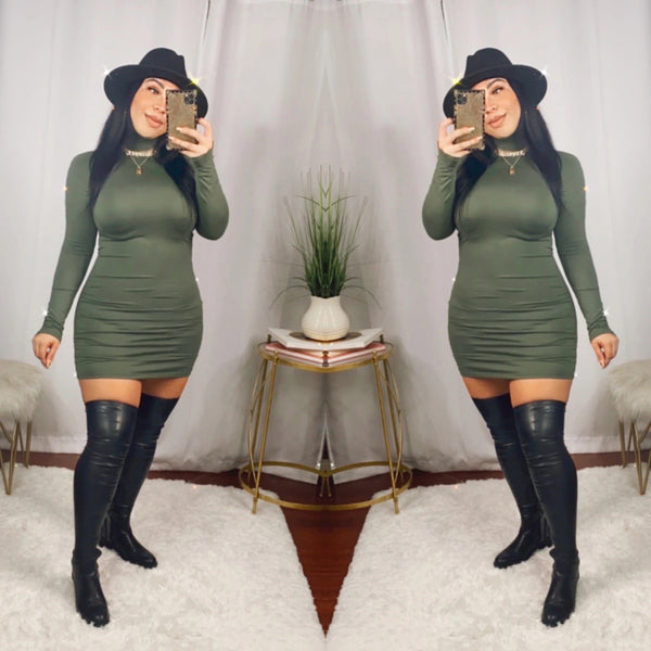 Fitted Mock Neck Dress
