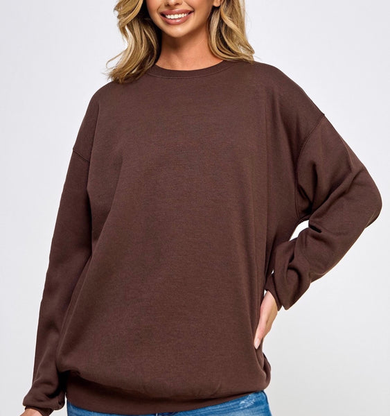 Basic Oversized Fleece Relaxed Fit Crewneck Sweatshirts