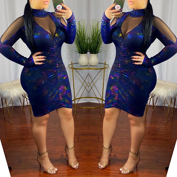 Galaxy Love Mesh Metallic Glitter Dress