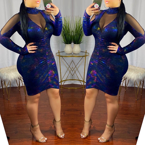 Galaxy Love Mesh Metallic Glitter Dress