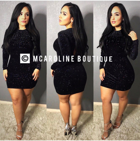 Black Velvet Sparkley Mini Dress