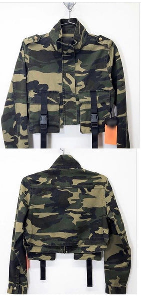 Camouflage Crop Zipper Jacket