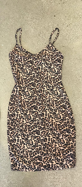 Leopard Slip On Mini Dress
