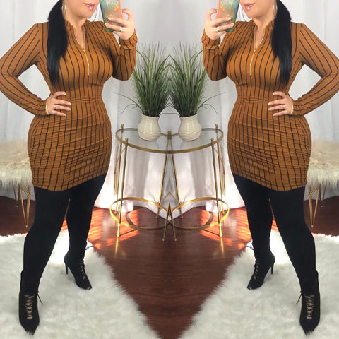 Pumpkin Spice Striped Dress