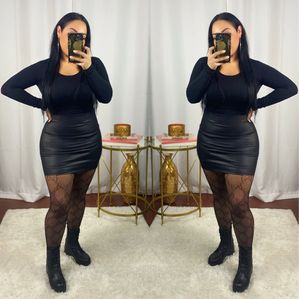 Black Faux Leather Mini Skirt