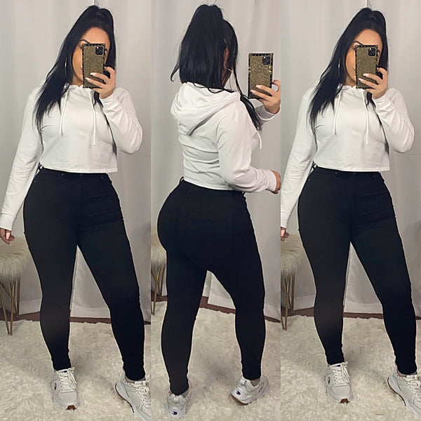 Black Push Up Butt Lifting High Rise Ankle Skinny Jeans