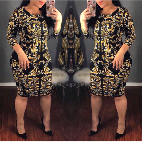 Black/Gold Print Dress