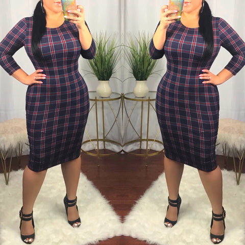 Cher Navy Plaid Dress