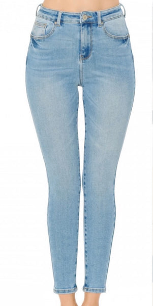 Light Wash Push Up Butt Lifting High Rise Ankle Skinny Jeans