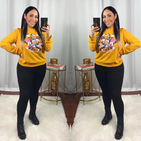 Mustard Mickey and Friends Loose Fit Sweater