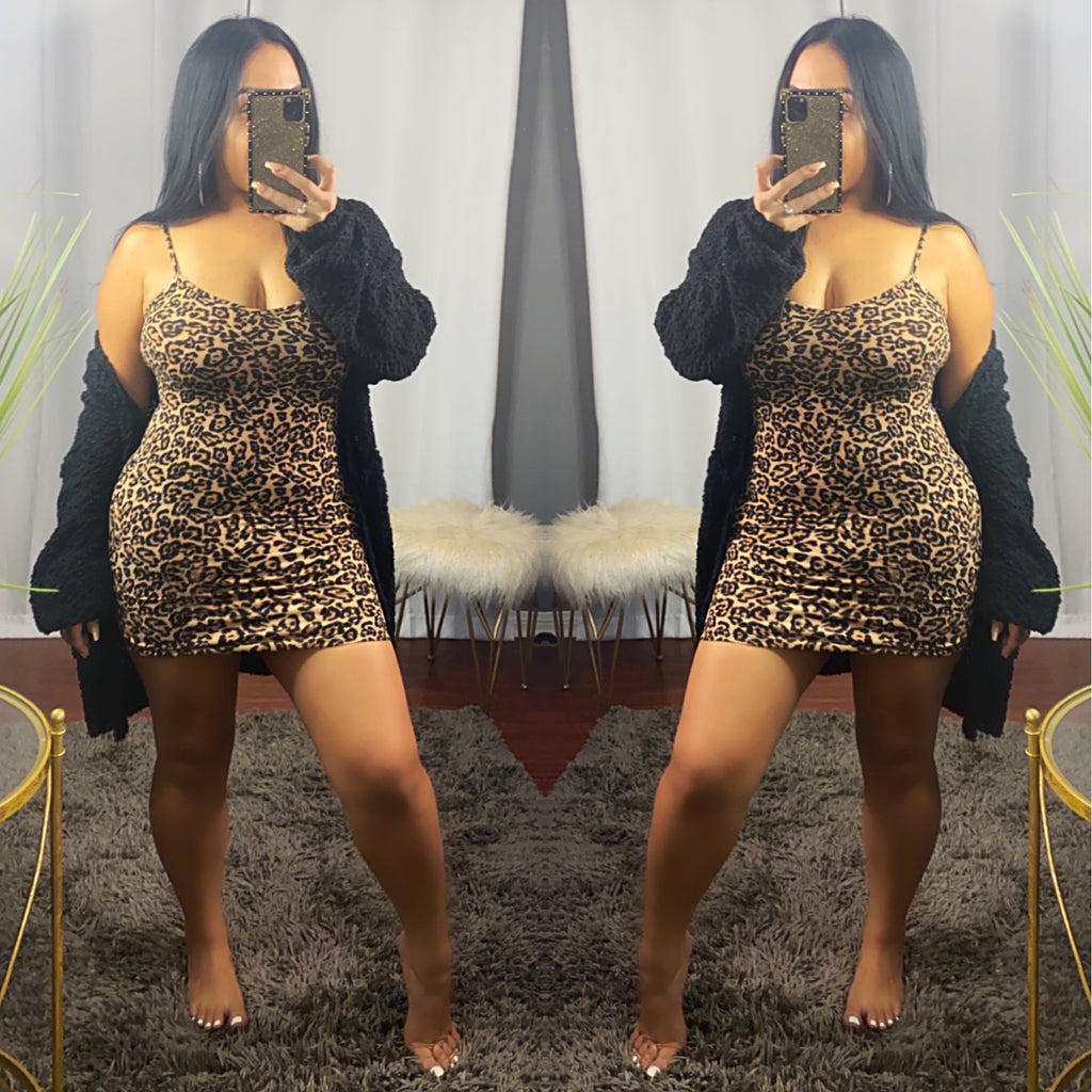 Leopard Slip On Mini Dress