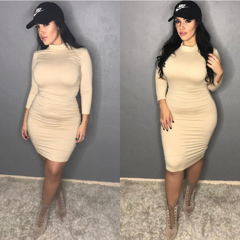 Nude High Neck Dress