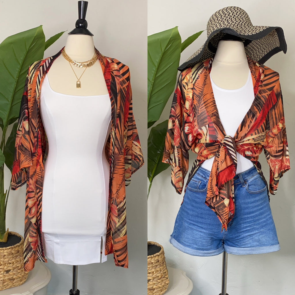 Rust Floral One Size Cardigan