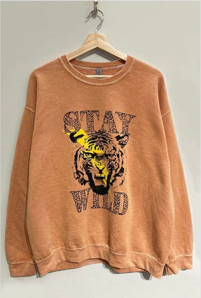 Apricot Stay Wild Dyed Stone Washed Oversized Sweater